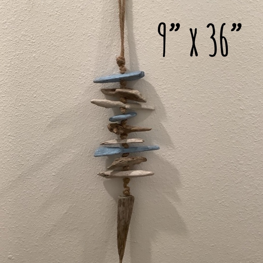 Driftwood Art,  Driftwood Painted Mobile, Driftwood Coastal Decor, Driftwood